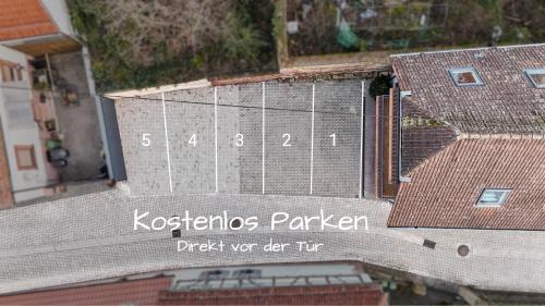an overhead view of a roof of a building at 1-2 Personen - Parkplatz - Fahrradgarage - Zentrum - Küche - Balkon - Klima in Sankt Martin