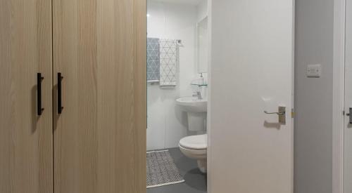 a bathroom with a toilet and a sink at For Students Only Straits Manor in Sheffield in Sheffield