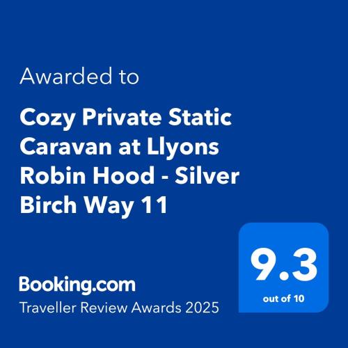 a screenshot of a cell phone with the text upgraded to cozy private state canaan at Cozy Private Static Caravan at Llyons Robin Hood - Silver Birch Way 11 in Rhyl