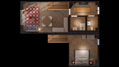 a rendering of a floor plan of a house at Alpine Apartements Maximilian in Berchtesgaden