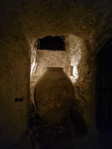a dark room with a toilet in a cave at El Granero de Manzanares in Manzanares