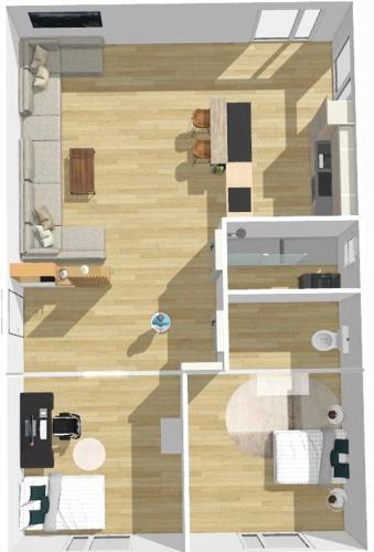 - une vue sur un salon avec un floorplan dans l'établissement Appartement cosy à 10 minutes champs Élysée, Trocadéro, à Rueil-Malmaison