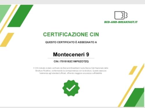 Monteceneri 9 B&b tanúsítványa, márkajelzése vagy díja