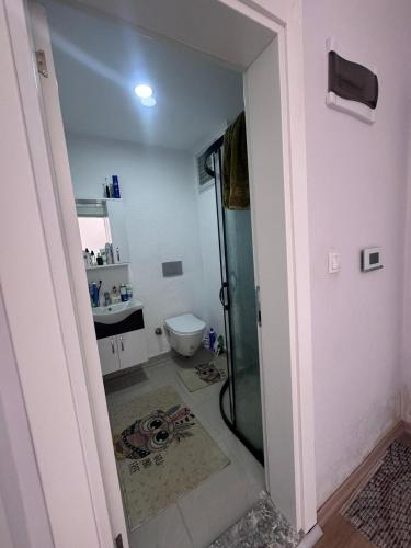 a bathroom with a shower and a toilet at ByLotos in Side