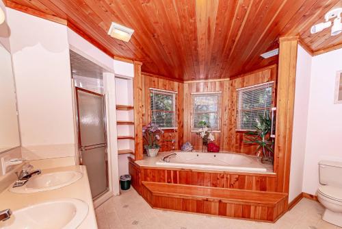 a bathroom with a tub and a toilet and a sink at Christie in Duck