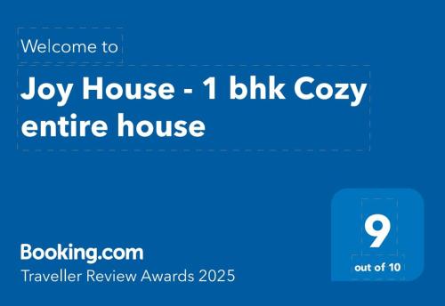 Joy House - 1 bhk Cozy entire house的证书、奖牌、标识或其他文件