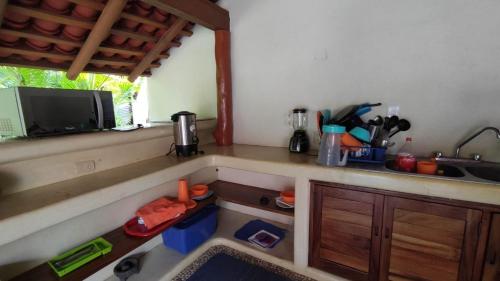 Kuchyň nebo kuchyňský kout v ubytování Turtle Beach Villas