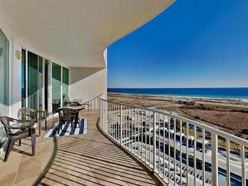a balcony with a view of the beach at Caribe The Resort #D1114 in Orange Beach