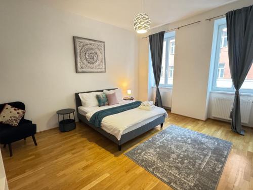 Ένα ή περισσότερα κρεβάτια σε δωμάτιο στο Charming Flat & Balcony near Central Station l BG5