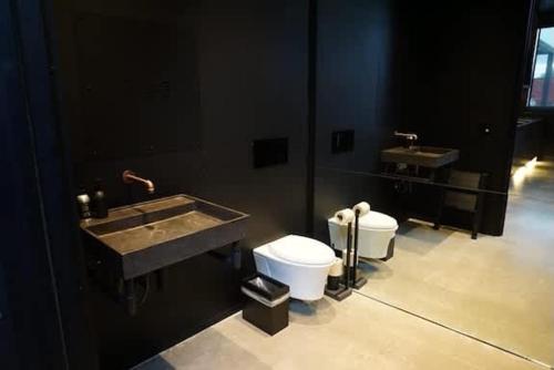 a bathroom with a sink and a toilet at Unmatched Privacy & Luxury for the Entire Family in Bozeman