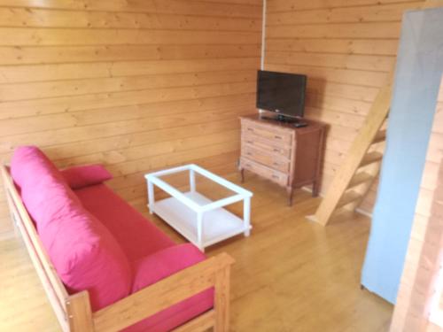 TV a/nebo společenská místnost v ubytování chalet le cocon de bois