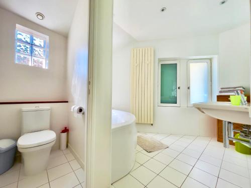 une salle de bain avec toilettes et lavabo dans l'établissement Luxury villa in Domme: Pool and Breathtaking View, à Domme