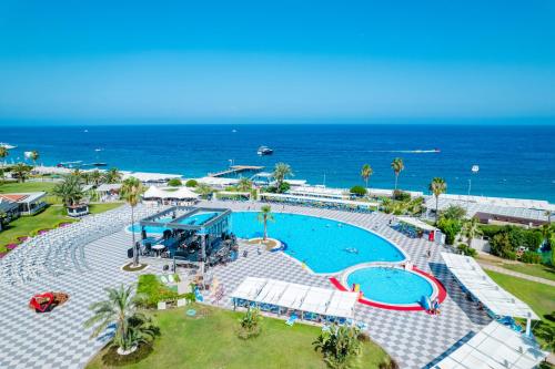 an overhead view of a swimming pool at a resort at Club Marco Polo - Premium All Inclusive in Kemer