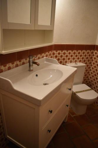 a bathroom with a sink and a toilet at Apartamentos Bodeguetas in Constantina