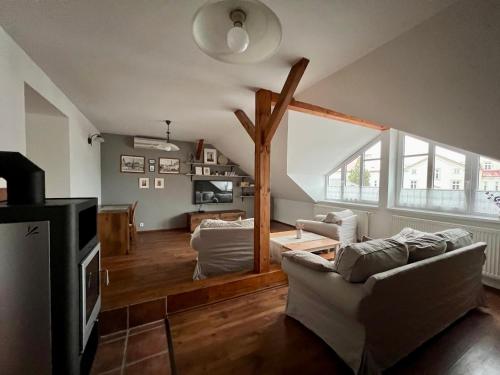 Kuchyň nebo kuchyňský kout v ubytování Apartmán Půda na jihu