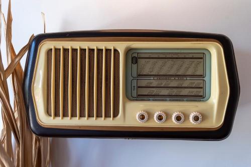 an old fashioned radio is hanging on a wall at TulipHouse - Apartment Ballerina in Vezza d'Alba