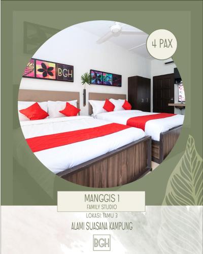 a poster for a hotel room with two beds at Bangi Guest House, Bangi Lama in Kajang