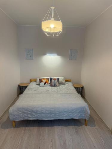 Un dormitorio con una cama grande en una habitación. en Old Town Apartment, en Narva