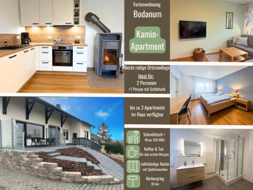 Η κουζίνα ή μικρή κουζίνα στο Kamin-Apartment Bodanum mit eigener Terrasse - naturnahe Ortsrandlage - VDSL - 10 min zum Nürburgring