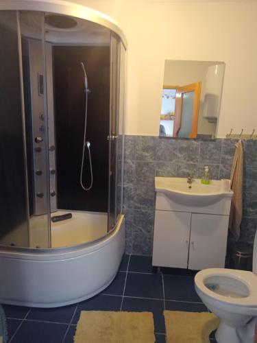 Koupelna v ubytování Cabana Dori