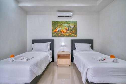 Ένα ή περισσότερα κρεβάτια σε δωμάτιο στο 2 Bed modern Apartment with big pool