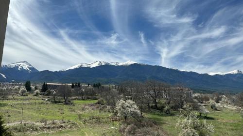 a view of a mountain range with snow covered mountains at Alpine Lodge Bansko Apartments in Bansko