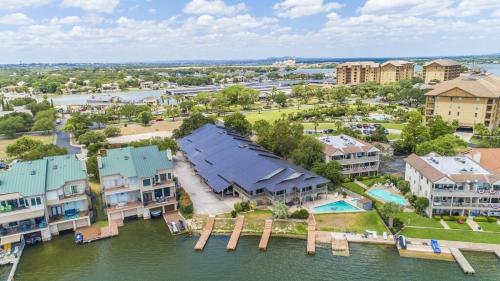 an aerial view of a resort on the water at Horseshoe Bay & Lake LBJ! in Horseshoe Bay