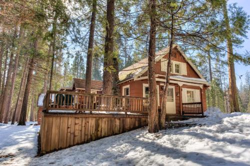 a house in the woods in the snow at Chatterton's Cottage in Wawona