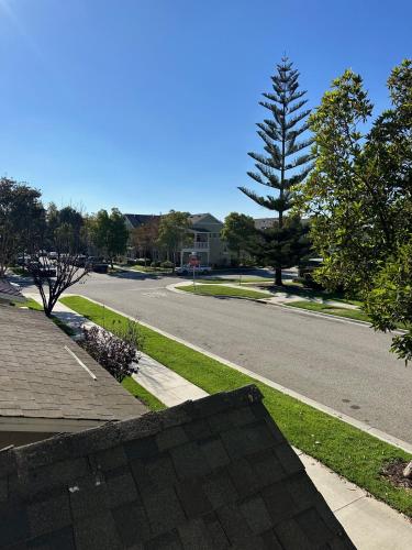 an empty street in a residential neighborhood with a road at Strawberry Fields Forever Oxnard Beauty in Oxnard