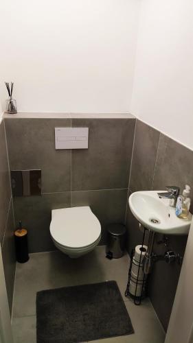 a bathroom with a toilet and a sink at Apartment Melanie in Vienna