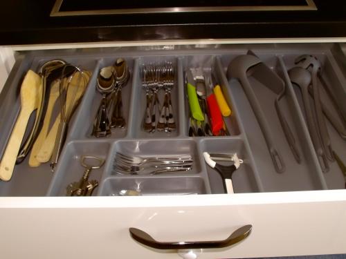 a drawer filled with utensils in a kitchen at Apartment Melanie in Vienna