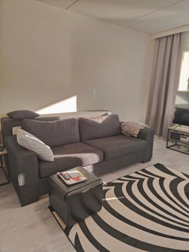 un soggiorno con un divano e un tappeto di Eerikinkadun Helmi a Salo