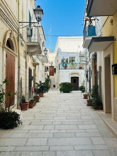 an alley with buildings and potted plants on it at La Casa dell' Arco in Triggiano