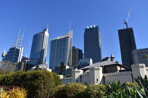 a view of a city skyline with skyscrapers at Serene Double Room - Cozy hideaway in South Hurstville - Shared Bathroom in Sydney