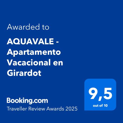 a blue sign with the words awarded to ayalaarmaarmaarmaarmaorenoren at AQUAVALE - Apartamento Vacacional en Girardot in Girardot