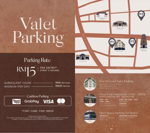 ein Flyer für einen Avalet-Parkplatz mit einer Karte in der Unterkunft Else Kuala Lumpur in Kuala Lumpur