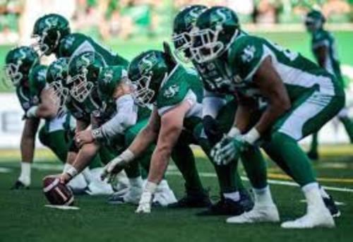 a group of football players lined up on a field at Holiday Inn Express & Suites-Regina-South by IHG in Regina