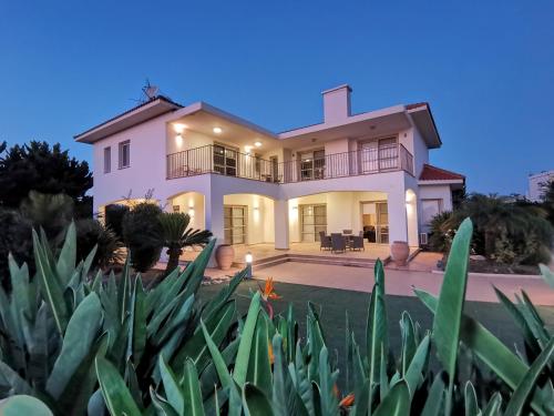a villa with a view of the house at Orchard Blossom Private Villa With Pool in Phrenaros