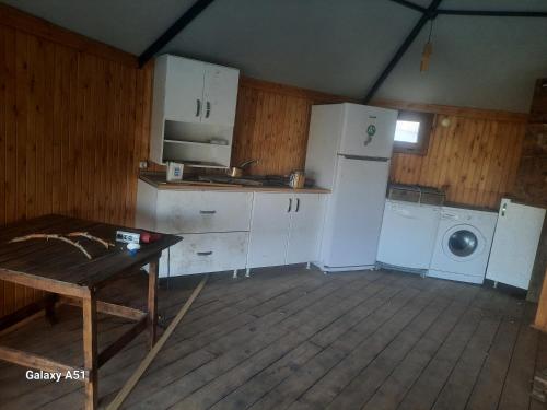 a kitchen with a refrigerator and a washing machine at Ali dede in Kusadası