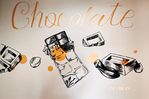 a drawing of a refrigerator on a wall at Little Ryukyu Hermit Crab Homestay in Xiaoliuqiu