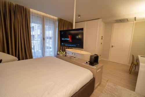 Μια τηλεόραση ή/και κέντρο ψυχαγωγίας στο Lake Drive Rooms&Apartments