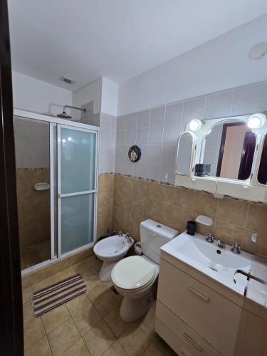 a bathroom with a toilet and a sink at Depto Temporario Resistencia in Resistencia