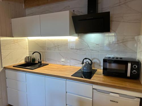 Køkken eller tekøkken på Domki Wakacyjne Rybak