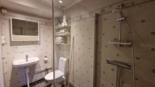 Bilik mandi di Gezellige warme villa in Lesjöfors
