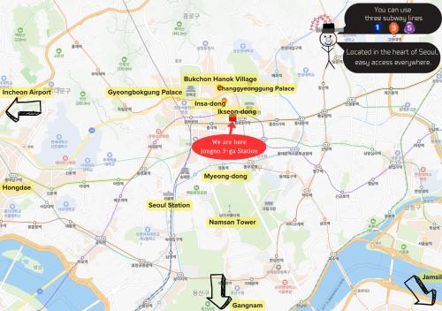 a map of melbourne with a red marker at Zen Seoul Stay in Seoul