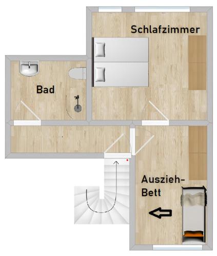 a floor plan of a small room with a kitchen at Landhaus Schlossberg in Medebach