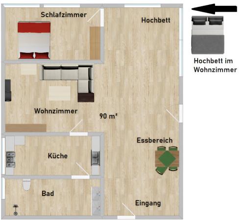 a floor plan of a room with a bed at Landhaus Schlossberg in Medebach