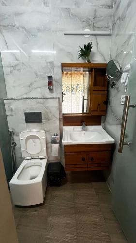 a bathroom with a toilet and a sink at Lotus Exotica Homestay in Suntikoppa