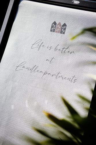a typed document on the screen of a window at Ländleapartments in Höchst