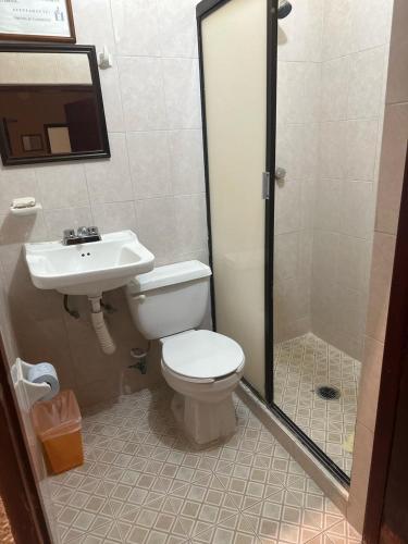 Koupelna v ubytování Hotel D´ Carmona